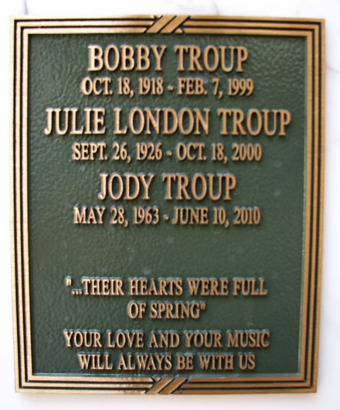 Bobby Troup and Julie London grave marker