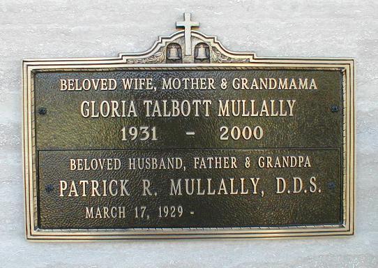 Gravestone of Gloria Talbott Mullally